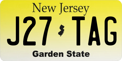 NJ license plate J27TAG