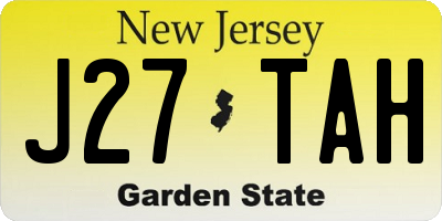 NJ license plate J27TAH