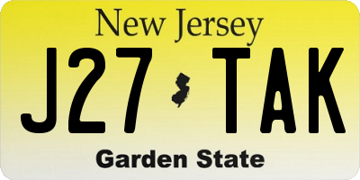 NJ license plate J27TAK