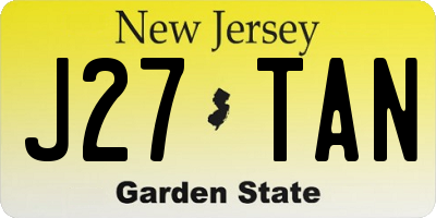 NJ license plate J27TAN