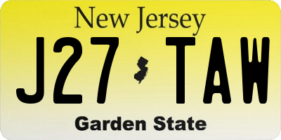 NJ license plate J27TAW