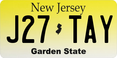 NJ license plate J27TAY