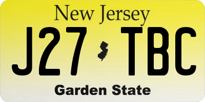 NJ license plate J27TBC