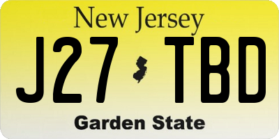 NJ license plate J27TBD