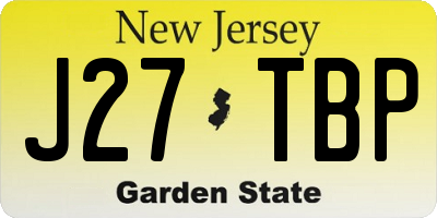 NJ license plate J27TBP
