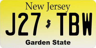 NJ license plate J27TBW