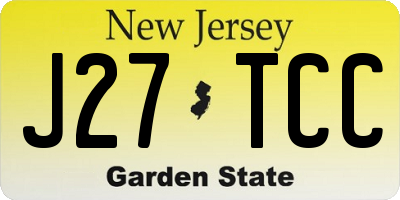 NJ license plate J27TCC