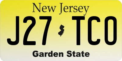 NJ license plate J27TCO