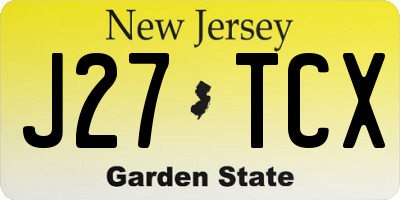 NJ license plate J27TCX