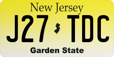 NJ license plate J27TDC