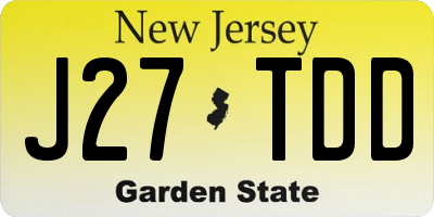 NJ license plate J27TDD