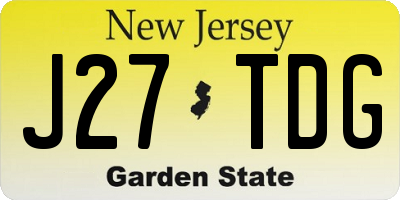 NJ license plate J27TDG