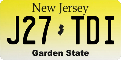 NJ license plate J27TDI