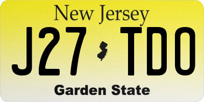 NJ license plate J27TDO