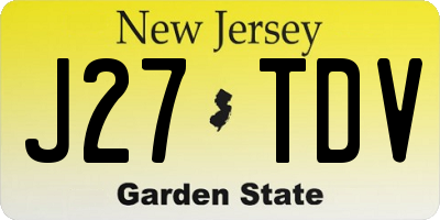 NJ license plate J27TDV