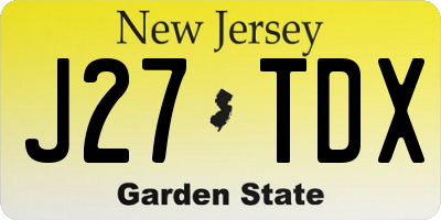 NJ license plate J27TDX