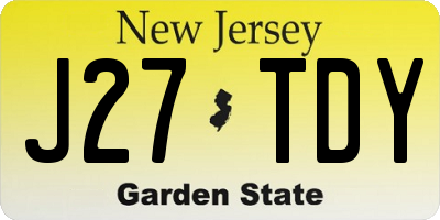 NJ license plate J27TDY