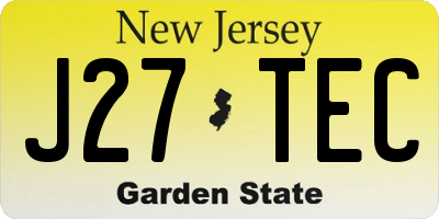 NJ license plate J27TEC