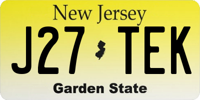 NJ license plate J27TEK