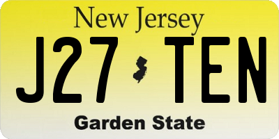 NJ license plate J27TEN