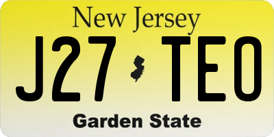 NJ license plate J27TEO