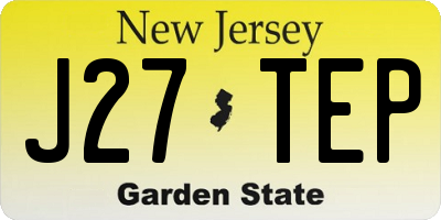 NJ license plate J27TEP