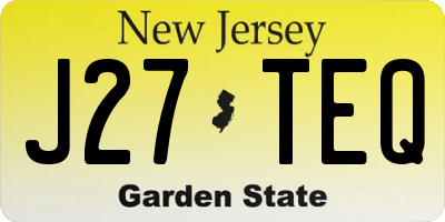 NJ license plate J27TEQ
