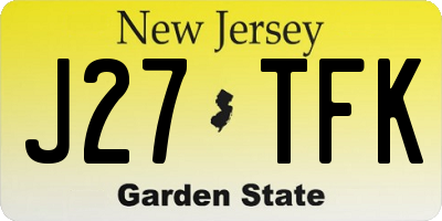 NJ license plate J27TFK