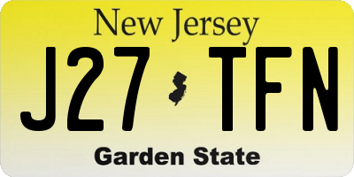 NJ license plate J27TFN