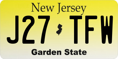 NJ license plate J27TFW