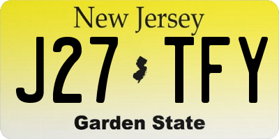 NJ license plate J27TFY