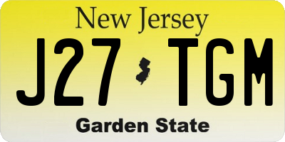 NJ license plate J27TGM