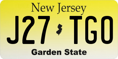 NJ license plate J27TGO