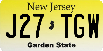 NJ license plate J27TGW
