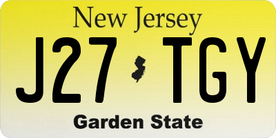 NJ license plate J27TGY