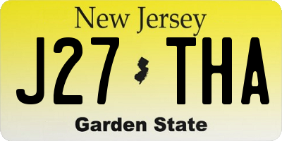 NJ license plate J27THA