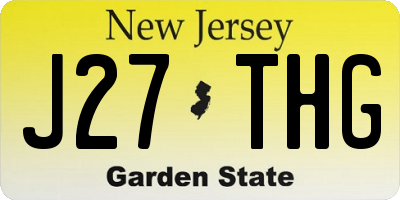 NJ license plate J27THG