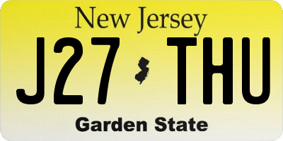 NJ license plate J27THU