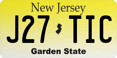 NJ license plate J27TIC