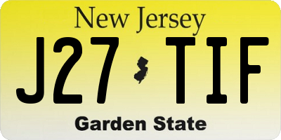 NJ license plate J27TIF