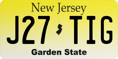 NJ license plate J27TIG