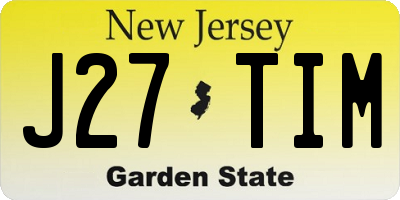 NJ license plate J27TIM