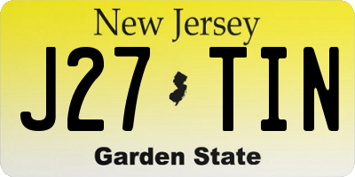 NJ license plate J27TIN