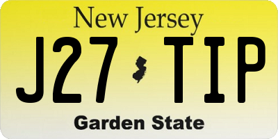 NJ license plate J27TIP