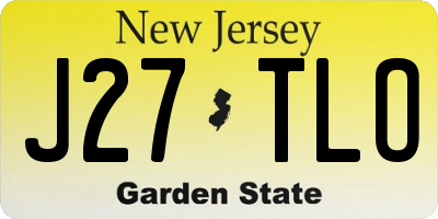 NJ license plate J27TLO