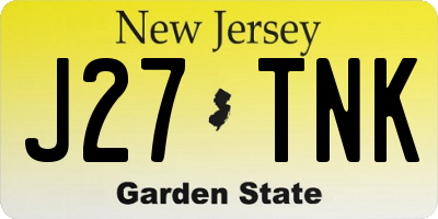 NJ license plate J27TNK