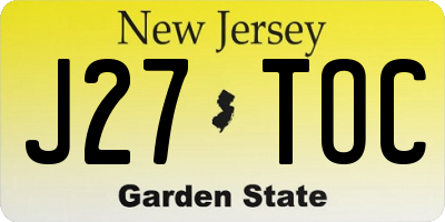 NJ license plate J27TOC