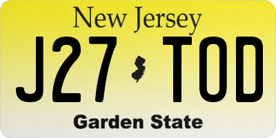 NJ license plate J27TOD