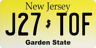 NJ license plate J27TOF