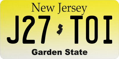 NJ license plate J27TOI